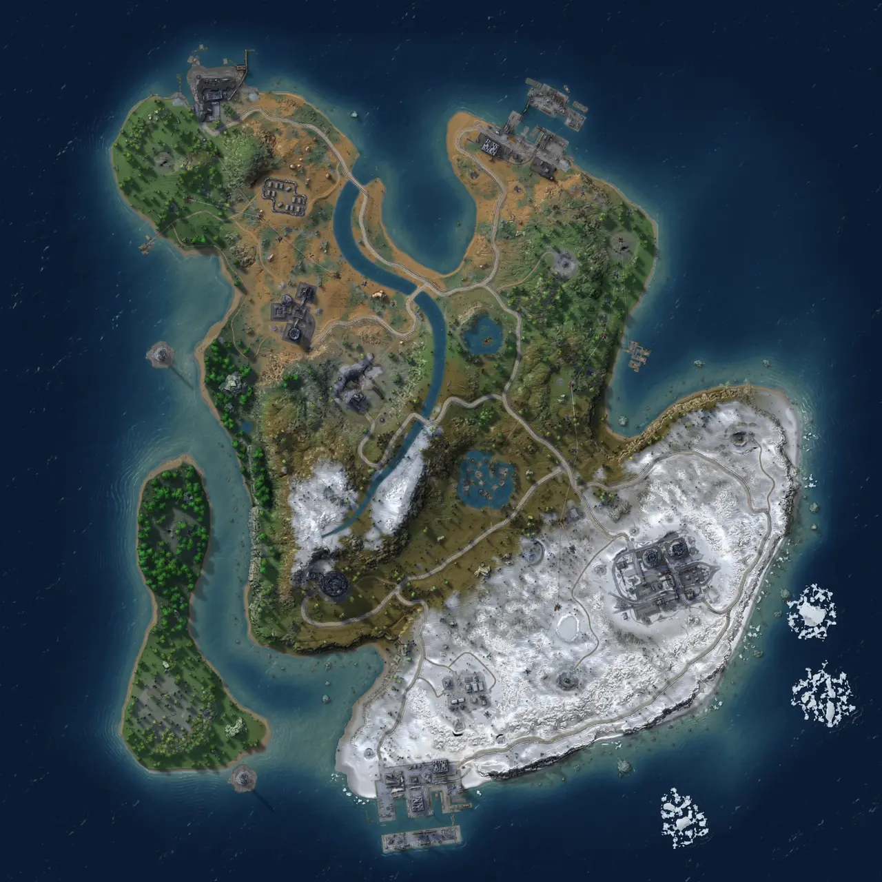 Rust Map: Procedural Map, Size: 2300, Seed: 753619016, 10 Monuments