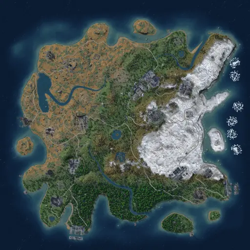 Thumbnail Rust Map: Procedural Map, Size: 3800, Seed: 1179484968, 18 Monuments