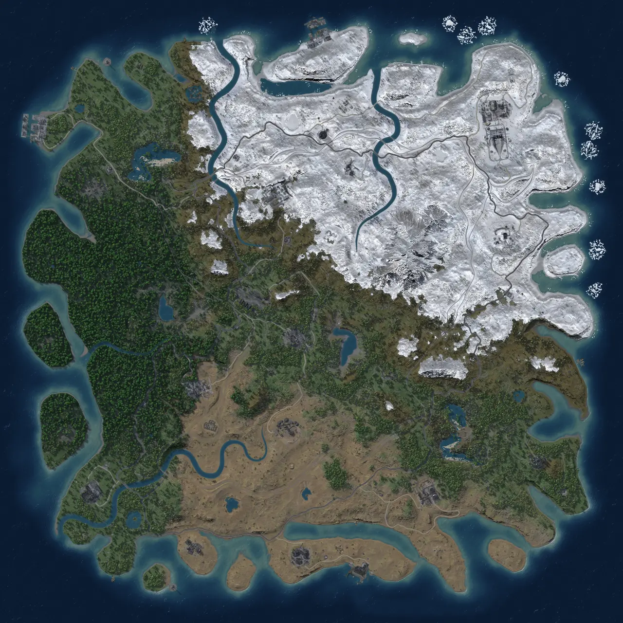 Rust Map: Procedural Map, Size: 5471, Seed: 586637510, 19 Monuments