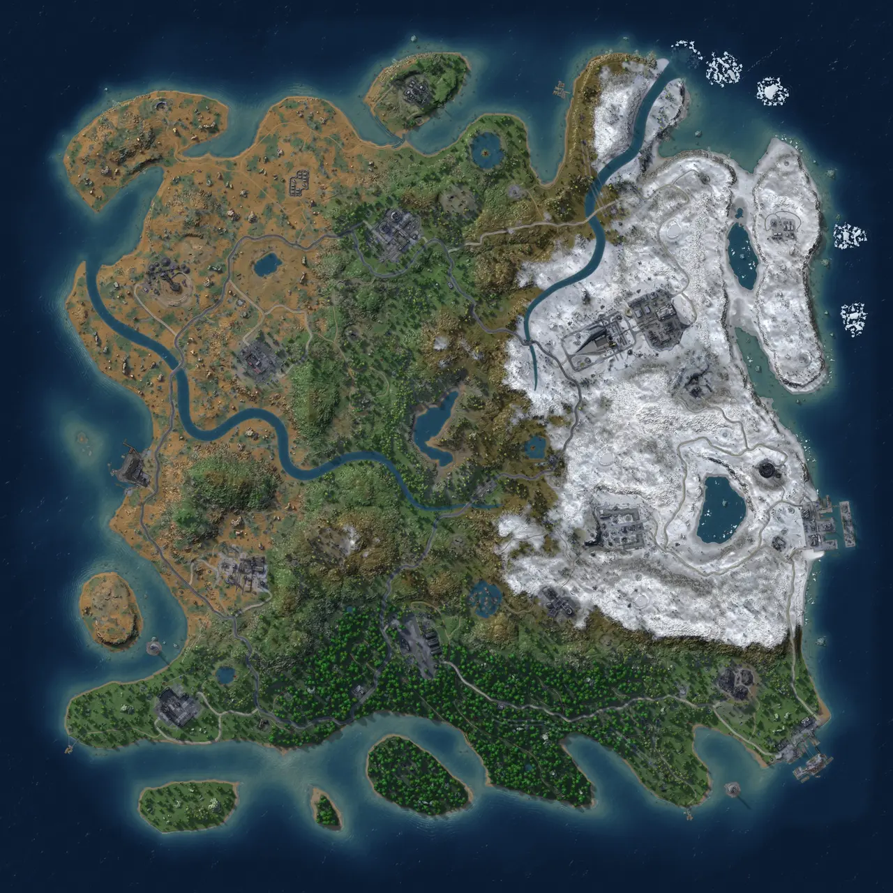 Rust Map: Procedural Map, Size: 4000, Seed: 699465126, 18 Monuments