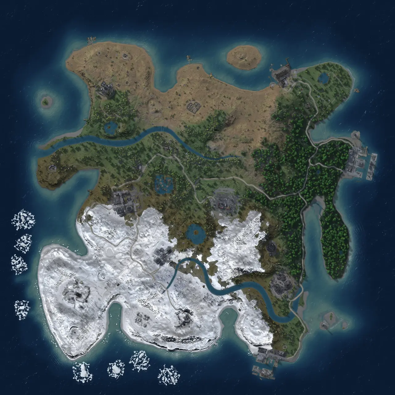Rust Map: Procedural Map, Size: 3000, Seed: 857424979, 14 Monuments