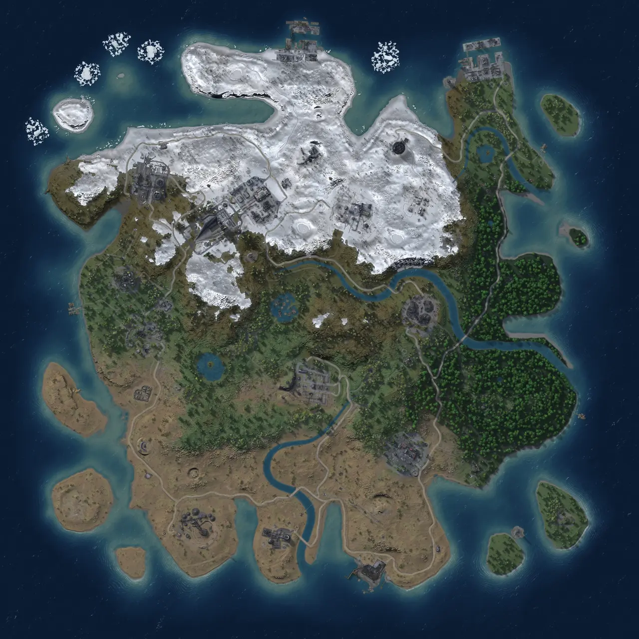 Rust Map: Procedural Map, Size: 3500, Seed: 209460847, 18 Monuments