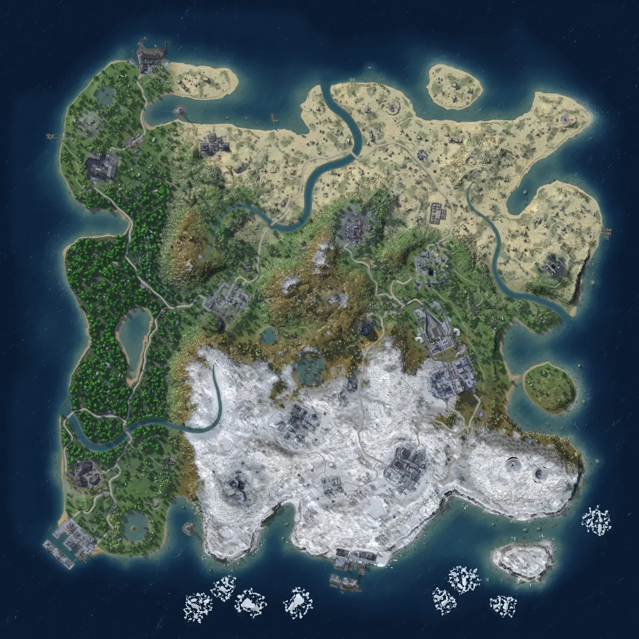 Rust Map: Procedural Map, Size: 3500, Seed: 1744886247, 17 Monuments