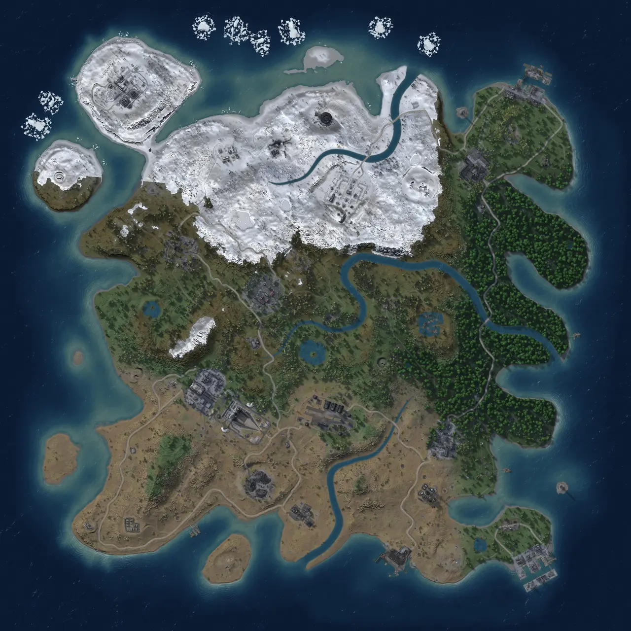 Rust Map: Procedural Map, Size: 3700, Seed: 49212, 18 Monuments