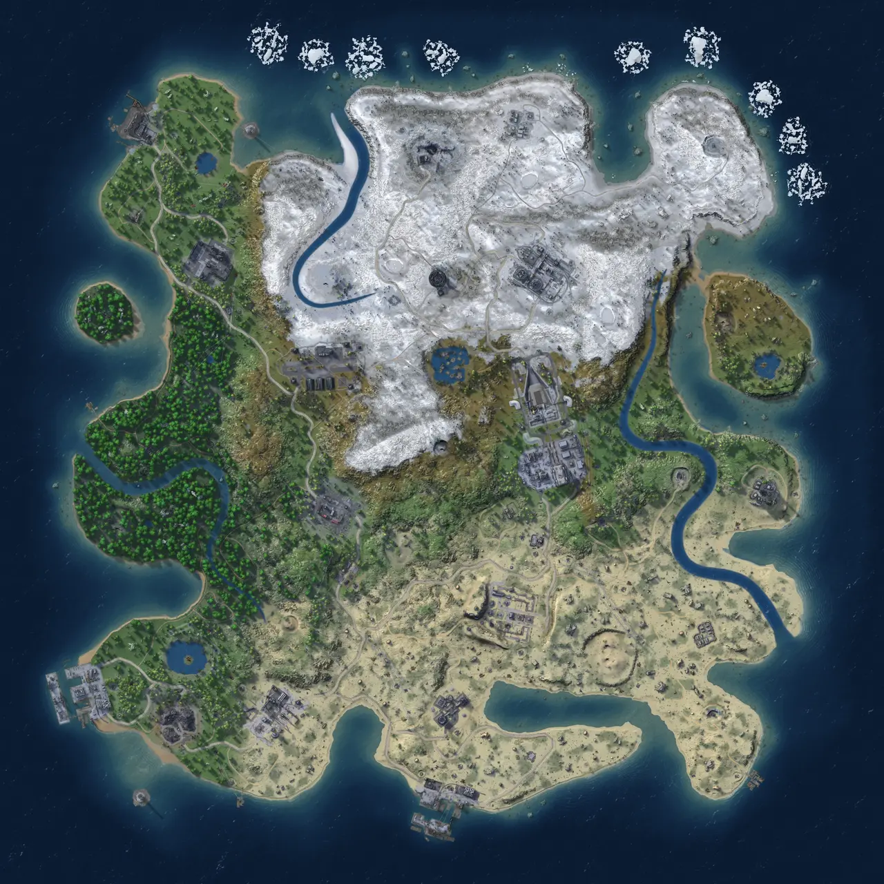 Rust Map: Procedural Map, Size: 3500, Seed: 58, 17 Monuments