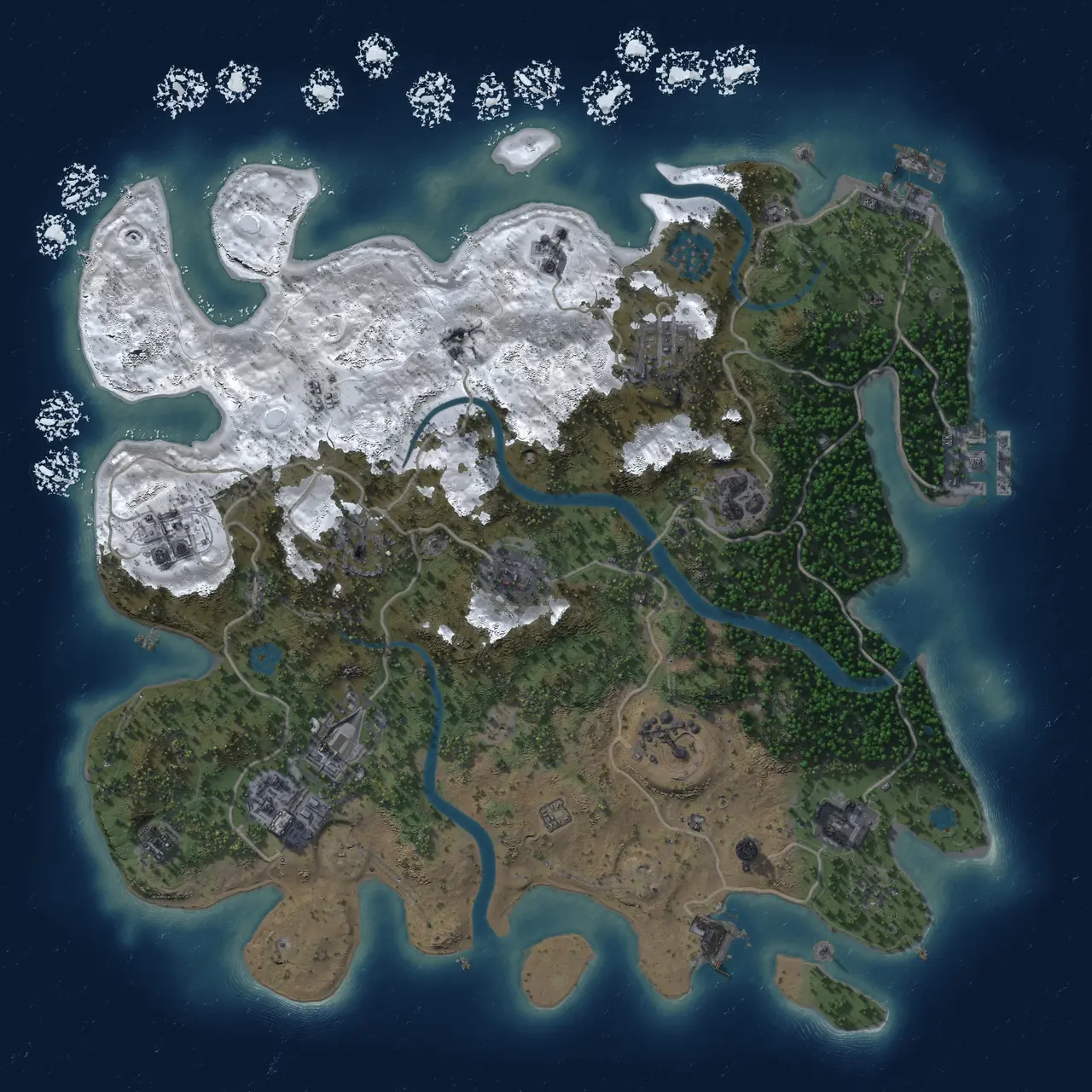 Rust Map: Procedural Map, Size: 3500, Seed: 1656973638, 17 Monuments