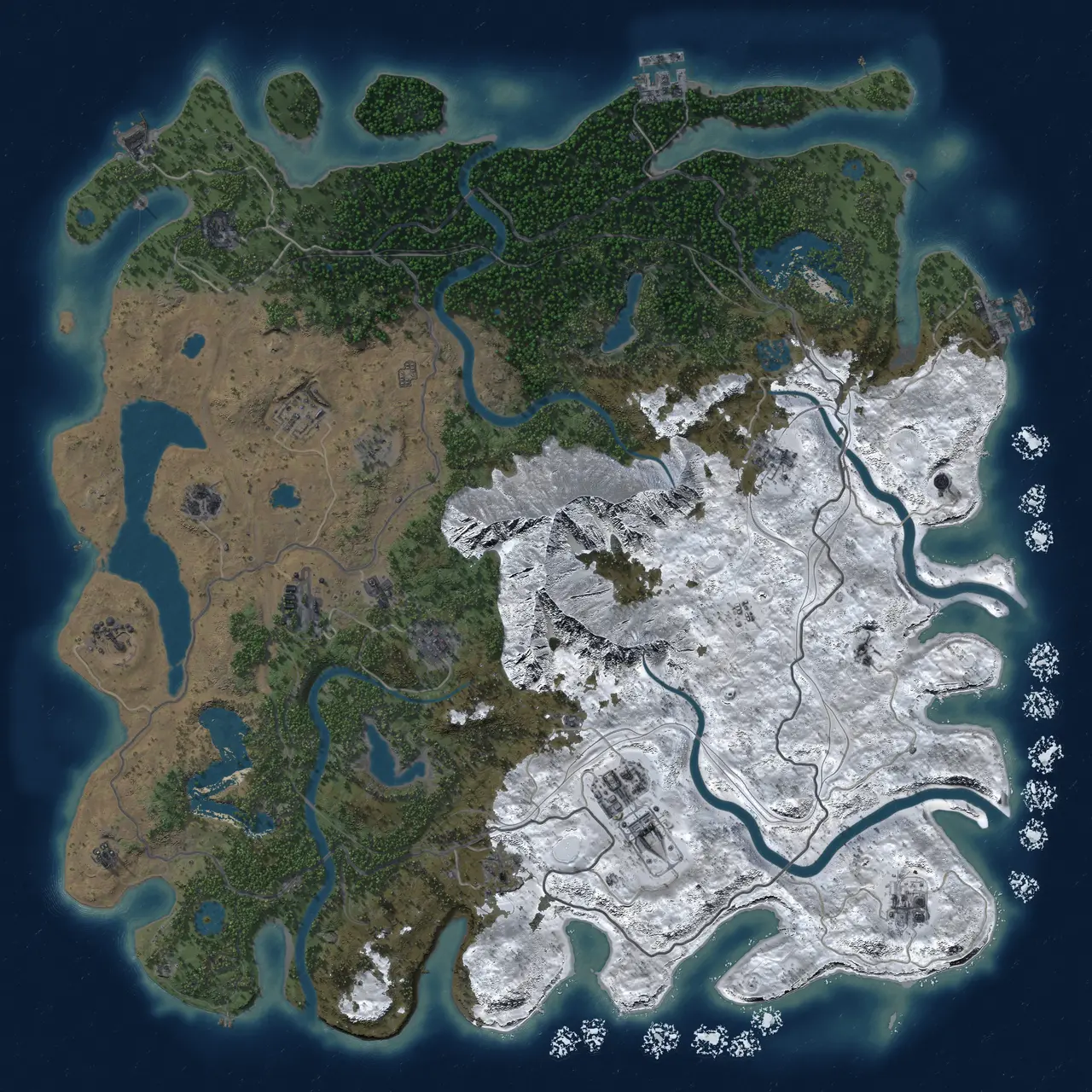 Rust Map: Procedural Map, Size: 5000, Seed: 670234514, 19 Monuments