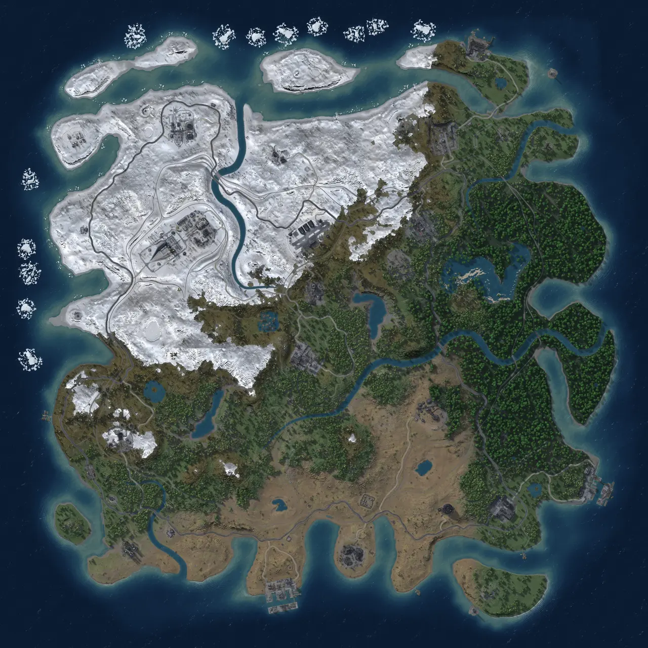 Rust Map: Procedural Map, Size: 4500, Seed: 13665, 19 Monuments