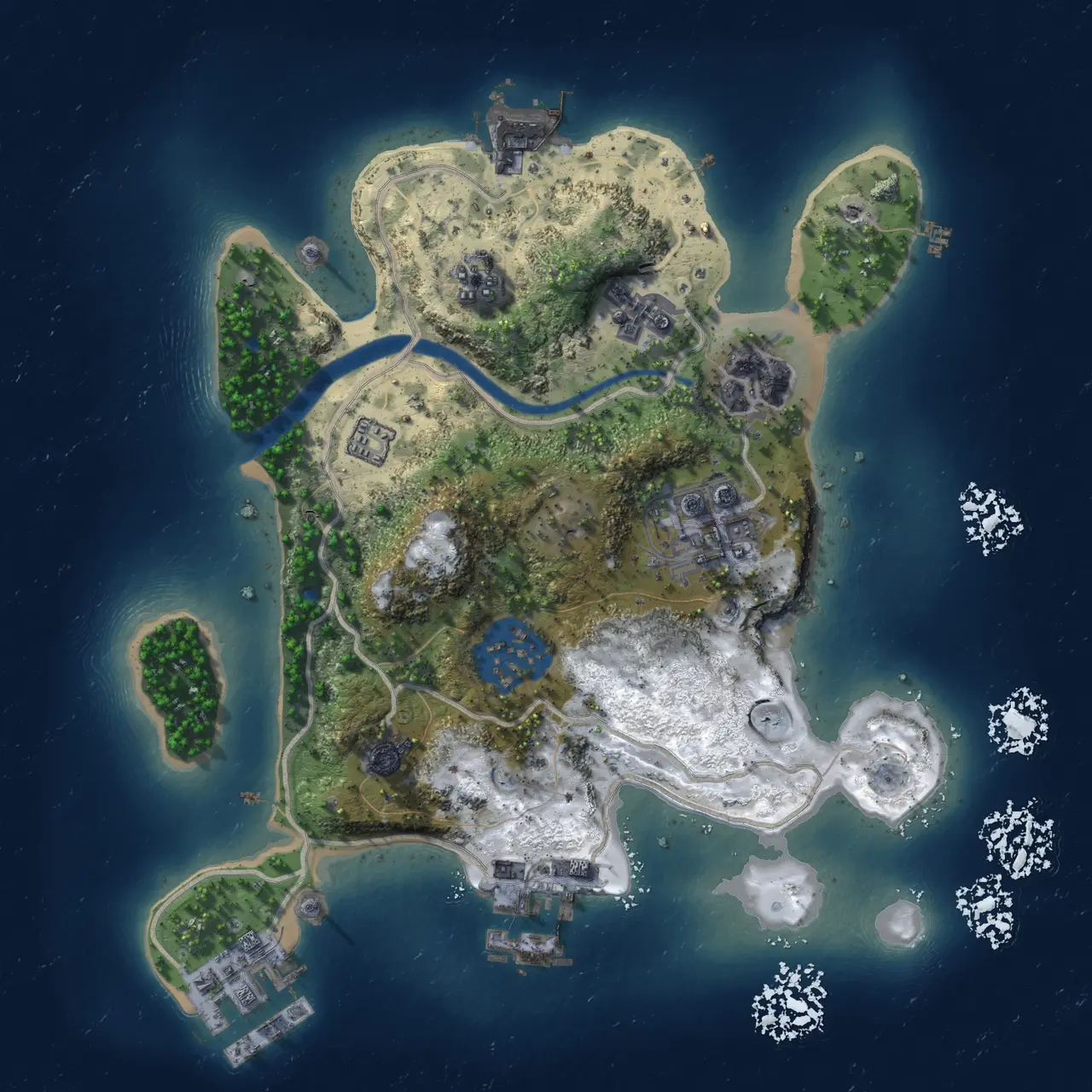 Rust Map: Procedural Map, Size: 2300, Seed: 123431, 11 Monuments