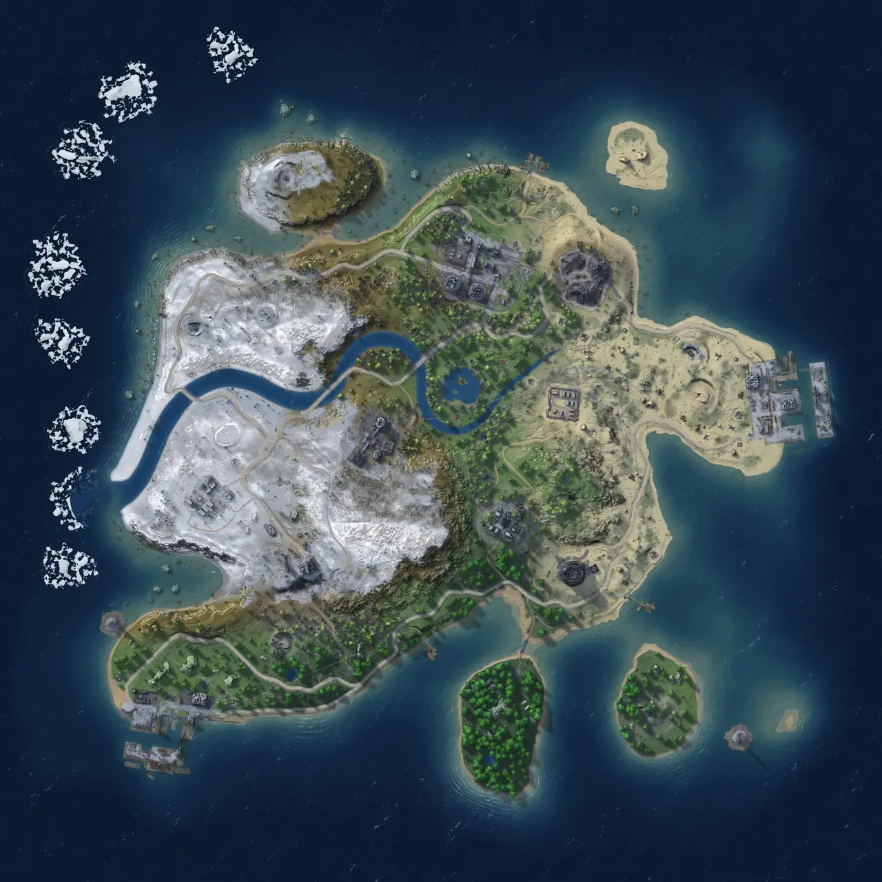 Rust Map: Procedural Map, Size: 2400, Seed: 1376975975, 11 Monuments