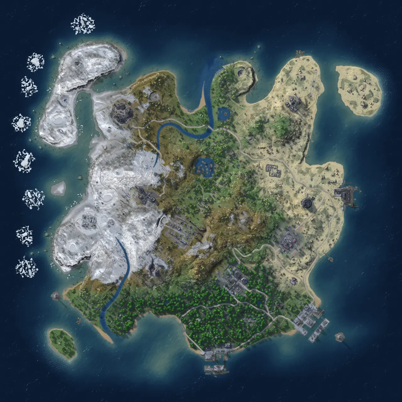 Rust Map: Procedural Map, Size: 3000, Seed: 1038311493, 14 Monuments