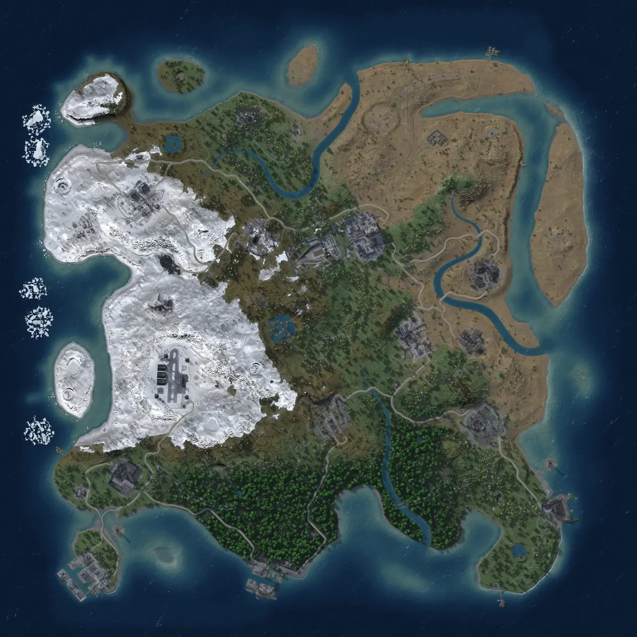 Rust Map: Procedural Map, Size: 3500, Seed: 71615, 18 Monuments