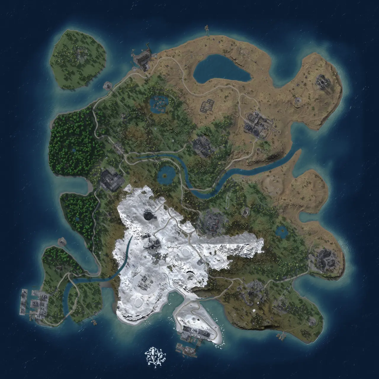 Rust Map: Procedural Map, Size: 3000, Seed: 31094, 14 Monuments