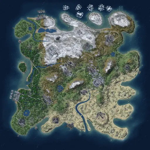 Thumbnail Rust Map: Procedural Map, Size: 3500, Seed: 2025505331, 18 Monuments