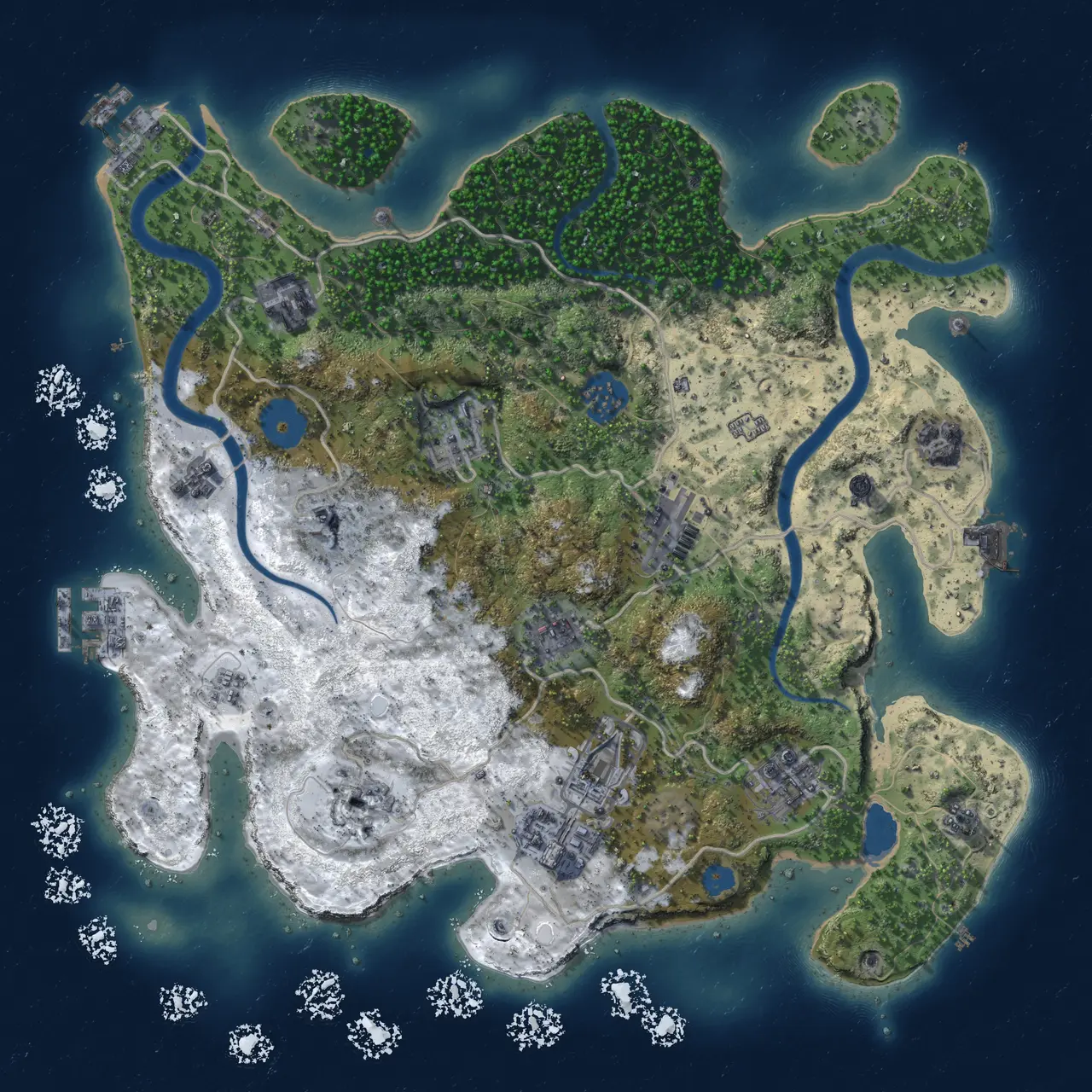 Rust Map: Procedural Map, Size: 3500, Seed: 99999999, 17 Monuments