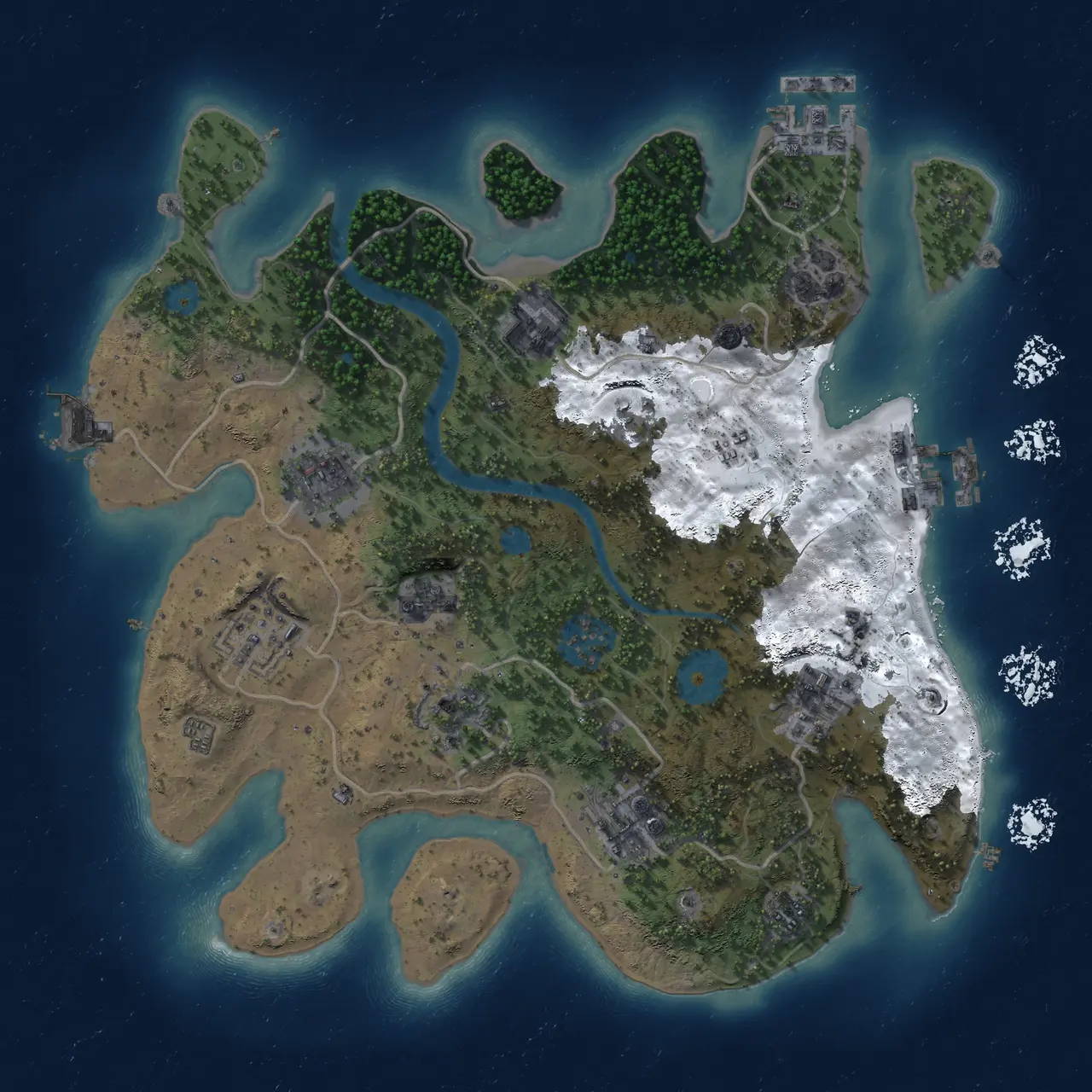Rust Map: Procedural Map, Size: 3000, Seed: 1393169208, 16 Monuments