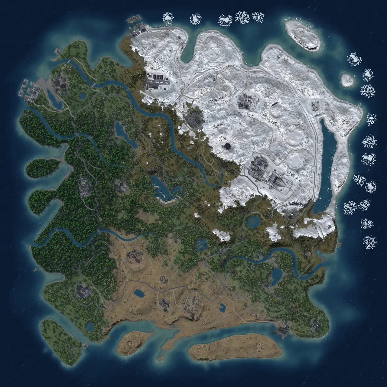 Rust Map: Procedural Map, Size: 4500, Seed: 2117471835, 19 Monuments