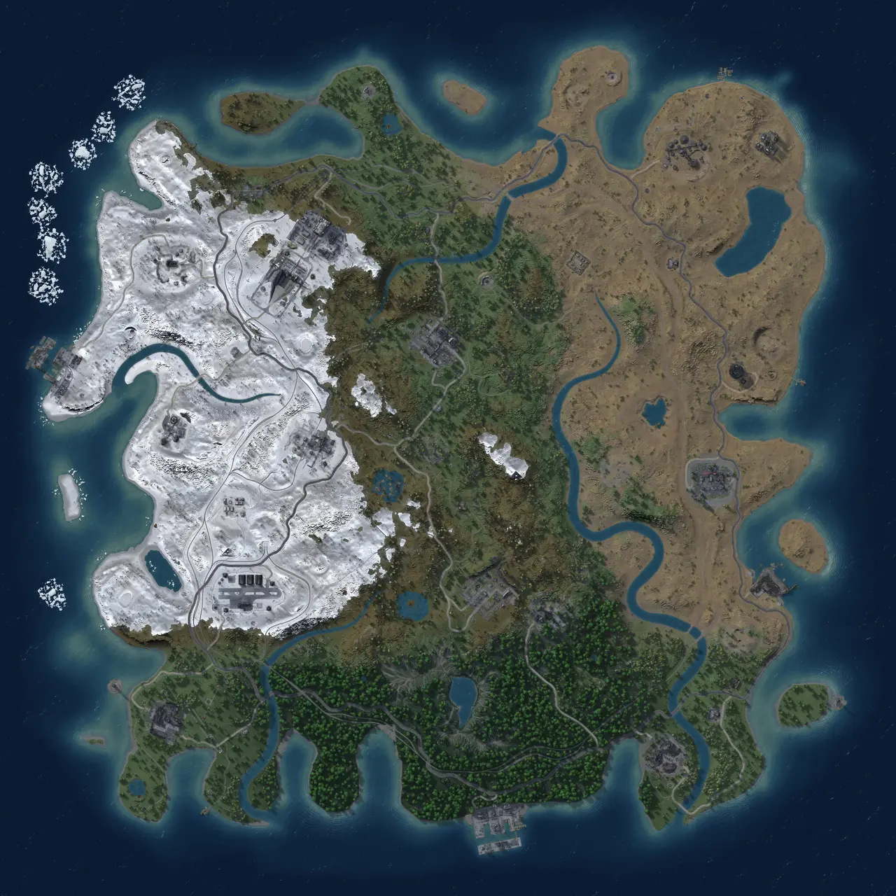 Rust Map: Procedural Map, Size: 4250, Seed: 96722064, 19 Monuments