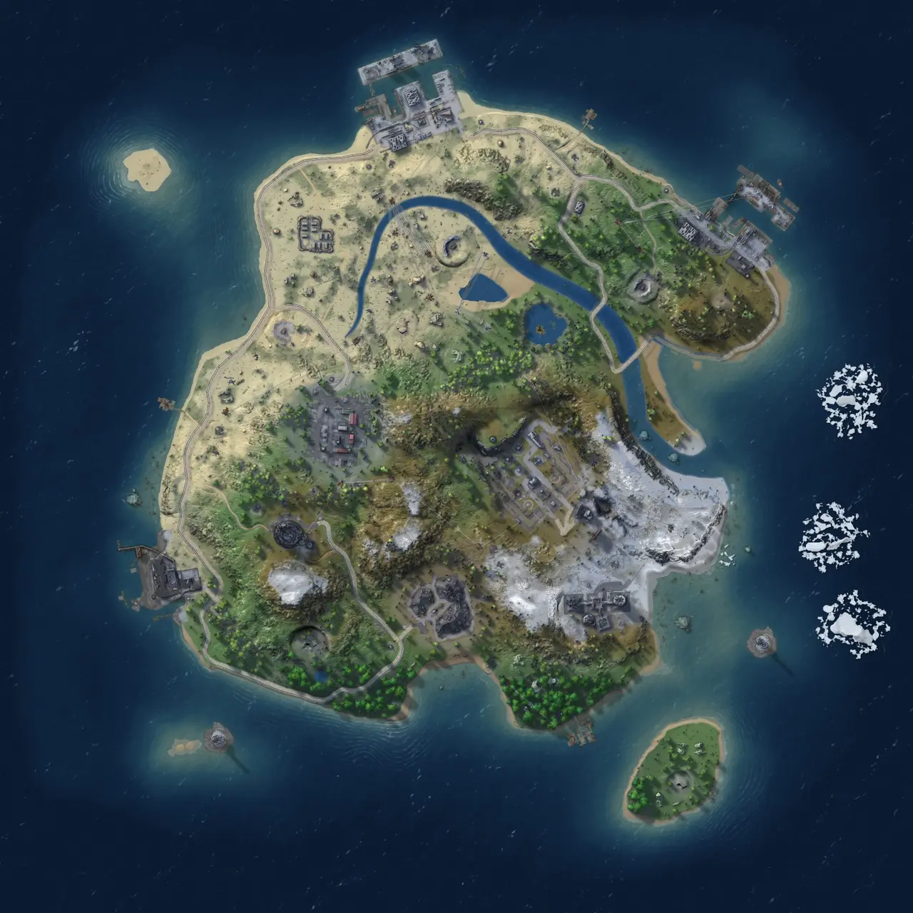 Rust Map: Procedural Map, Size: 2200, Seed: 1321026173, 10 Monuments