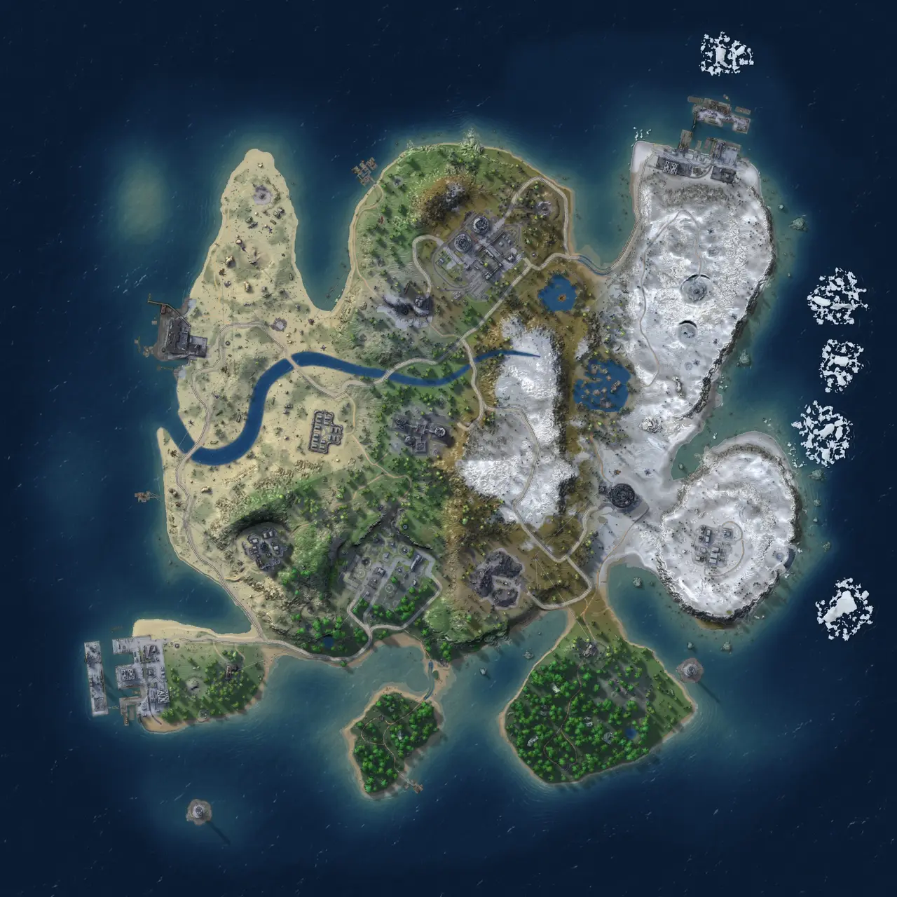 Rust Map: Procedural Map, Size: 2500, Seed: 2500, 13 Monuments