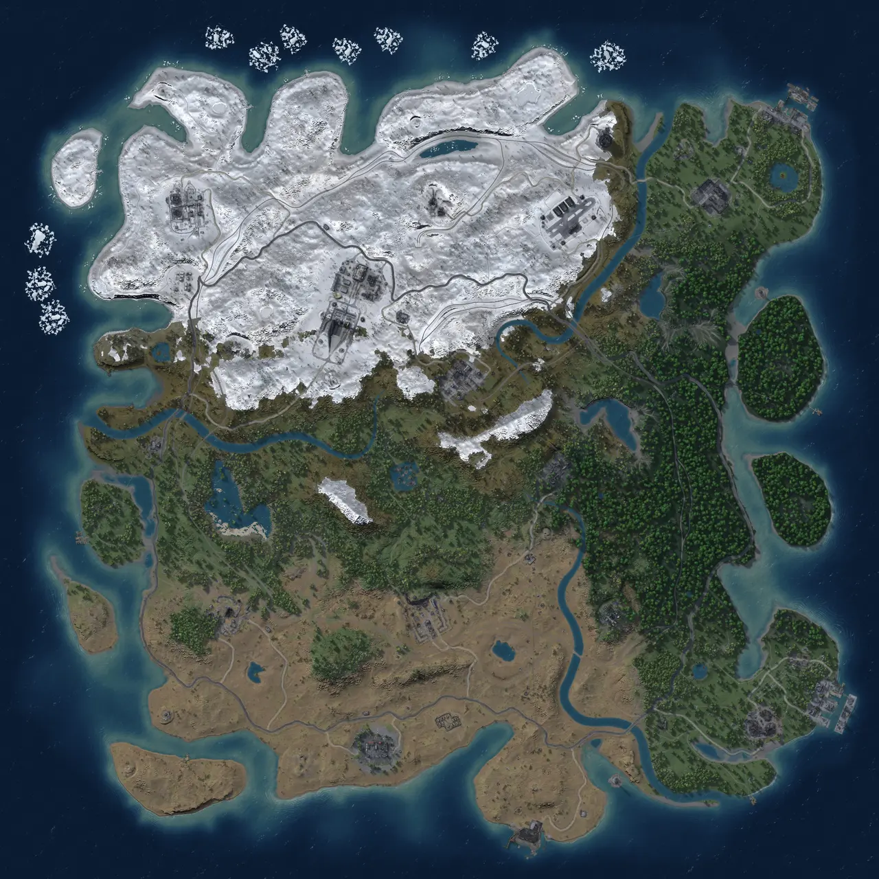 Rust Map: Procedural Map, Size: 4500, Seed: 969472, 18 Monuments
