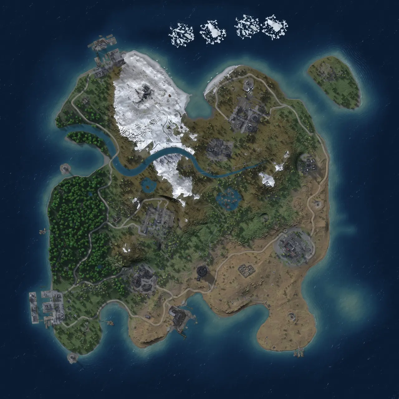 Rust Map: Procedural Map, Size: 2600, Seed: 743313, 13 Monuments