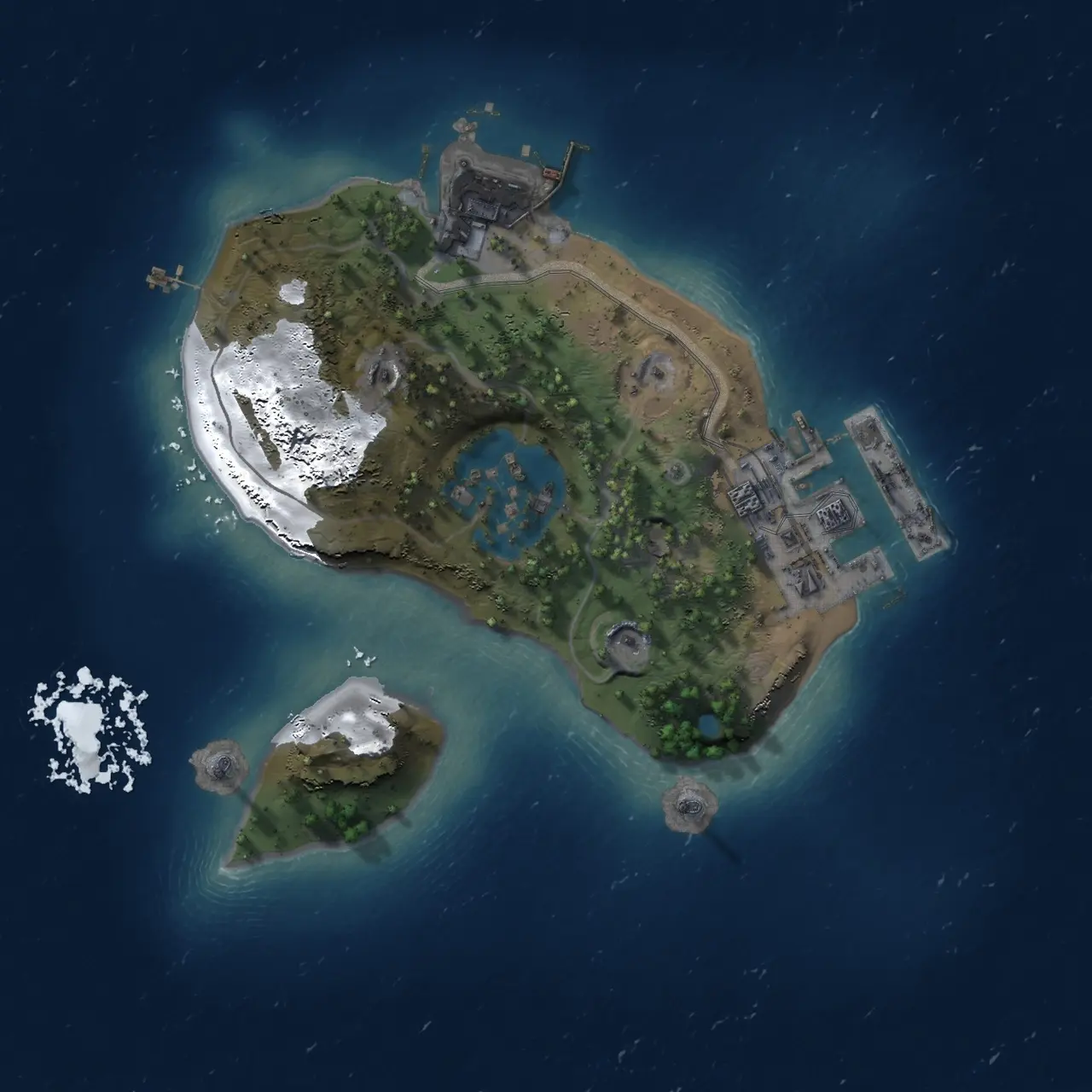 Rust Map: Procedural Map, Size: 1400, Seed: 1638239409, 5 Monuments