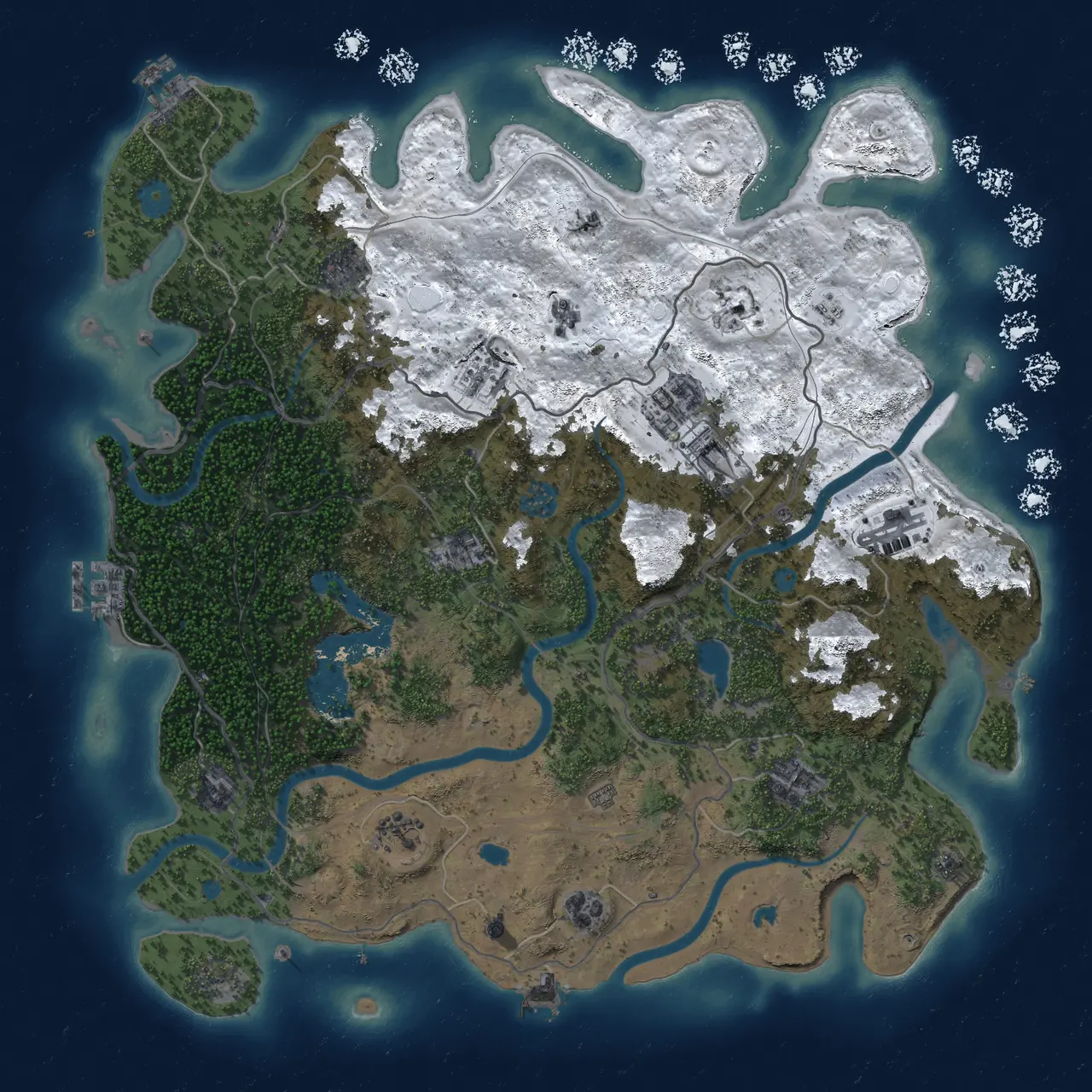 Rust Map: Procedural Map, Size: 4500, Seed: 1556520224, 19 Monuments
