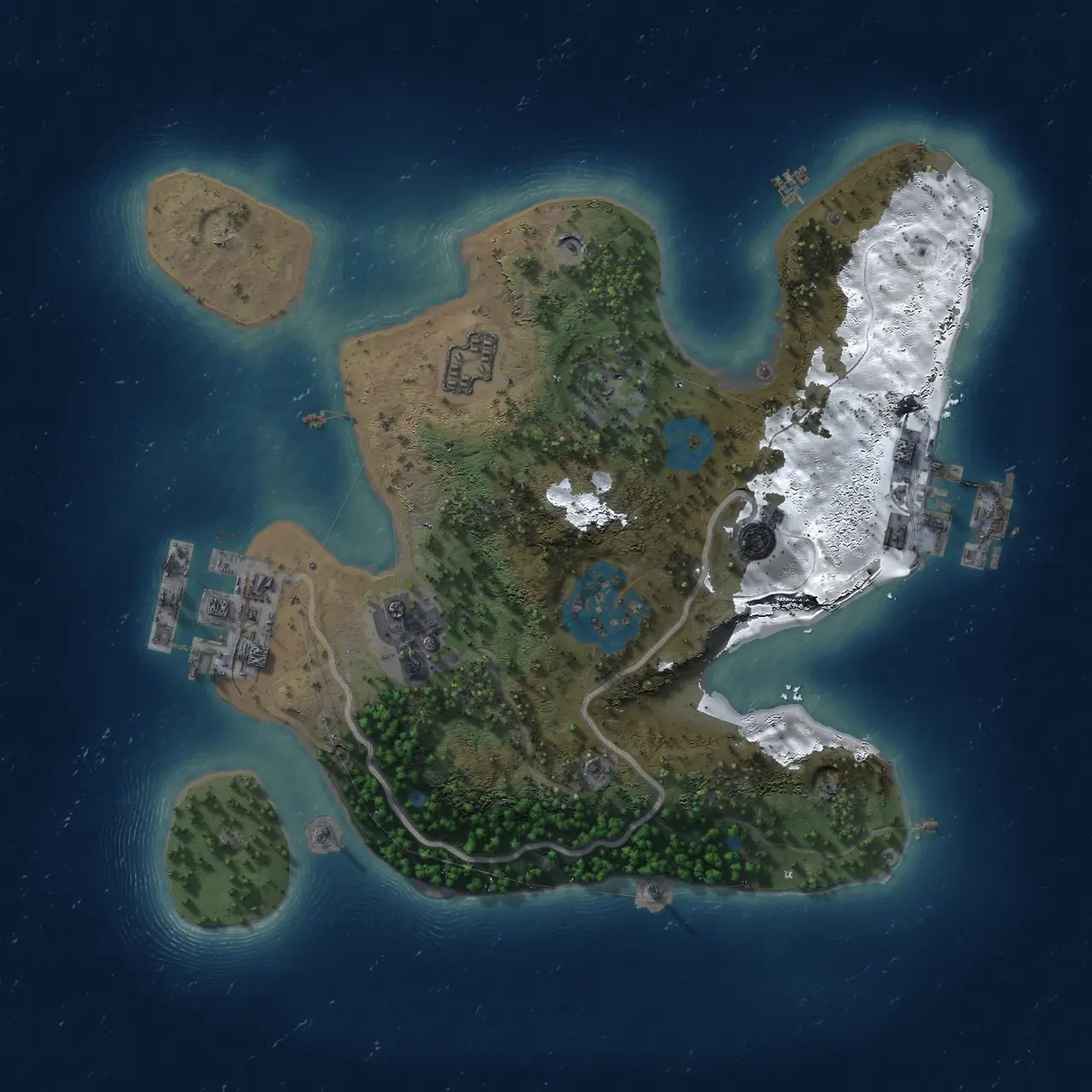 Rust Map: Procedural Map, Size: 2000, Seed: 1511363923, 8 Monuments