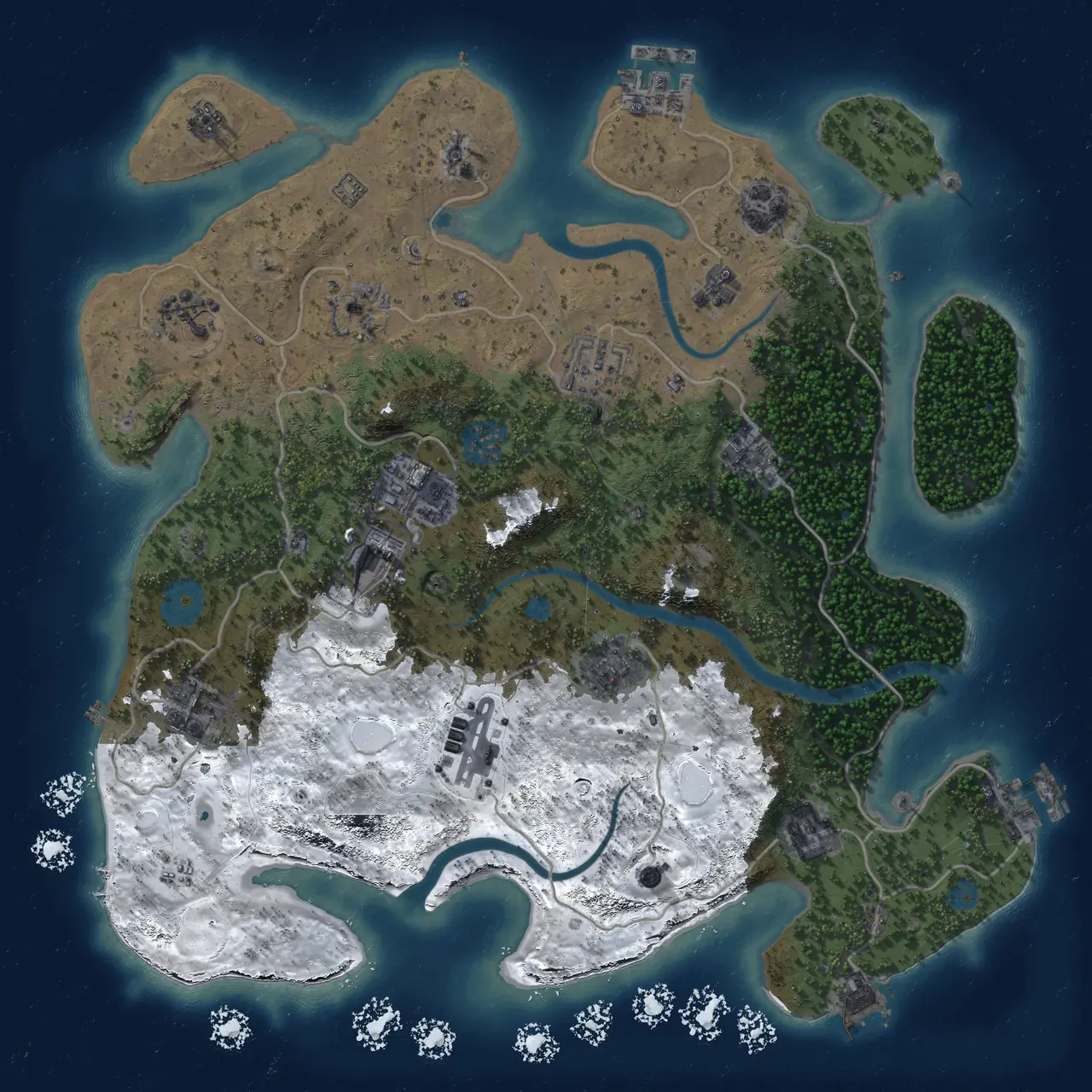 Rust Map: Procedural Map, Size: 3500, Seed: 250694, 19 Monuments