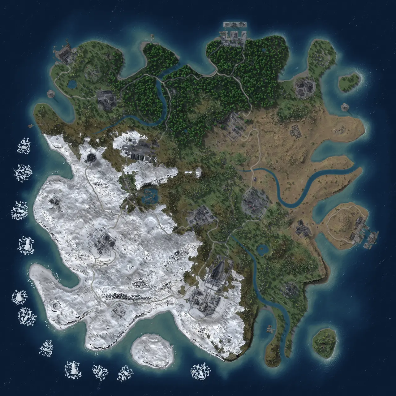 Rust Map: Procedural Map, Size: 3500, Seed: 991914622, 17 Monuments