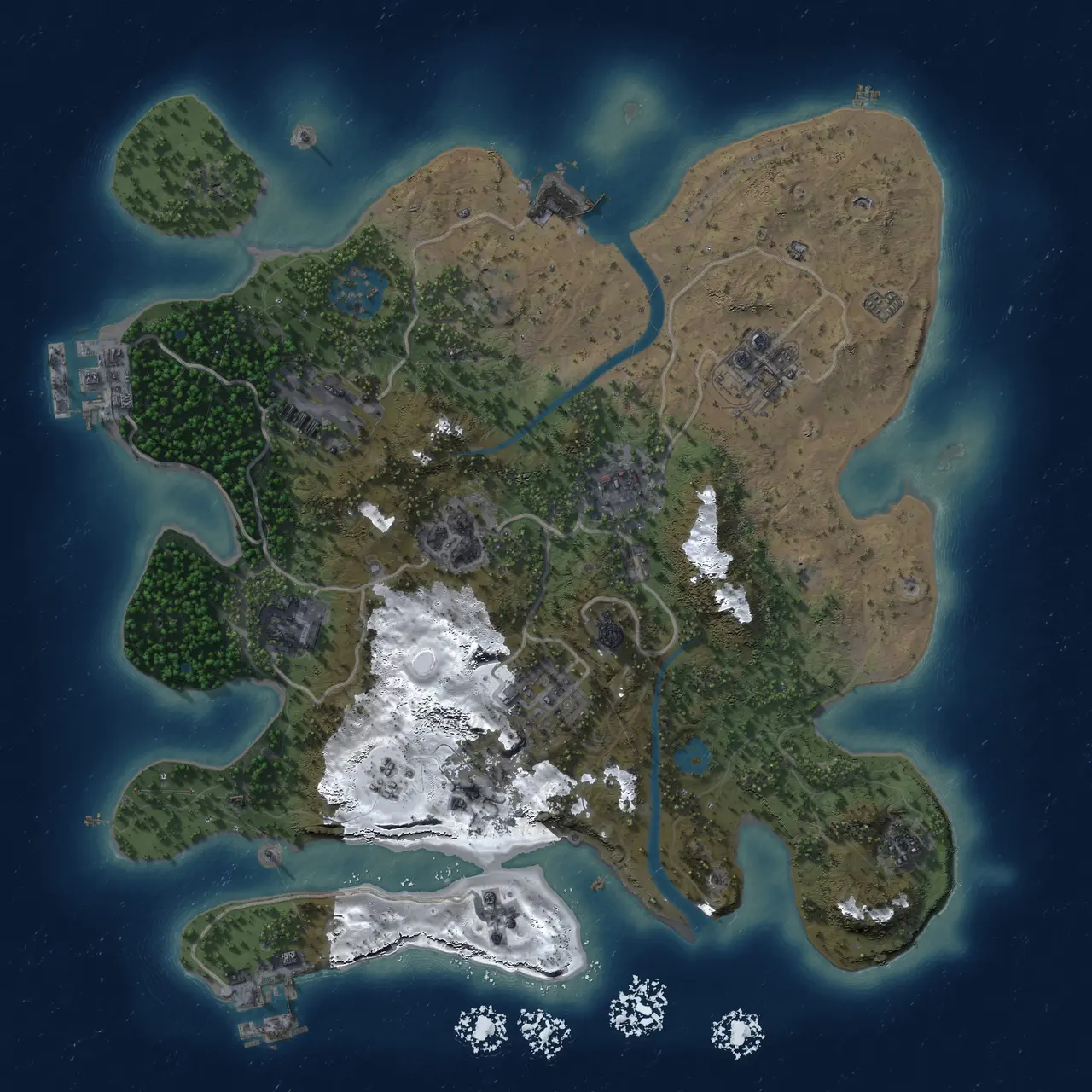Rust Map: Procedural Map, Size: 3000, Seed: 2058111555, 15 Monuments