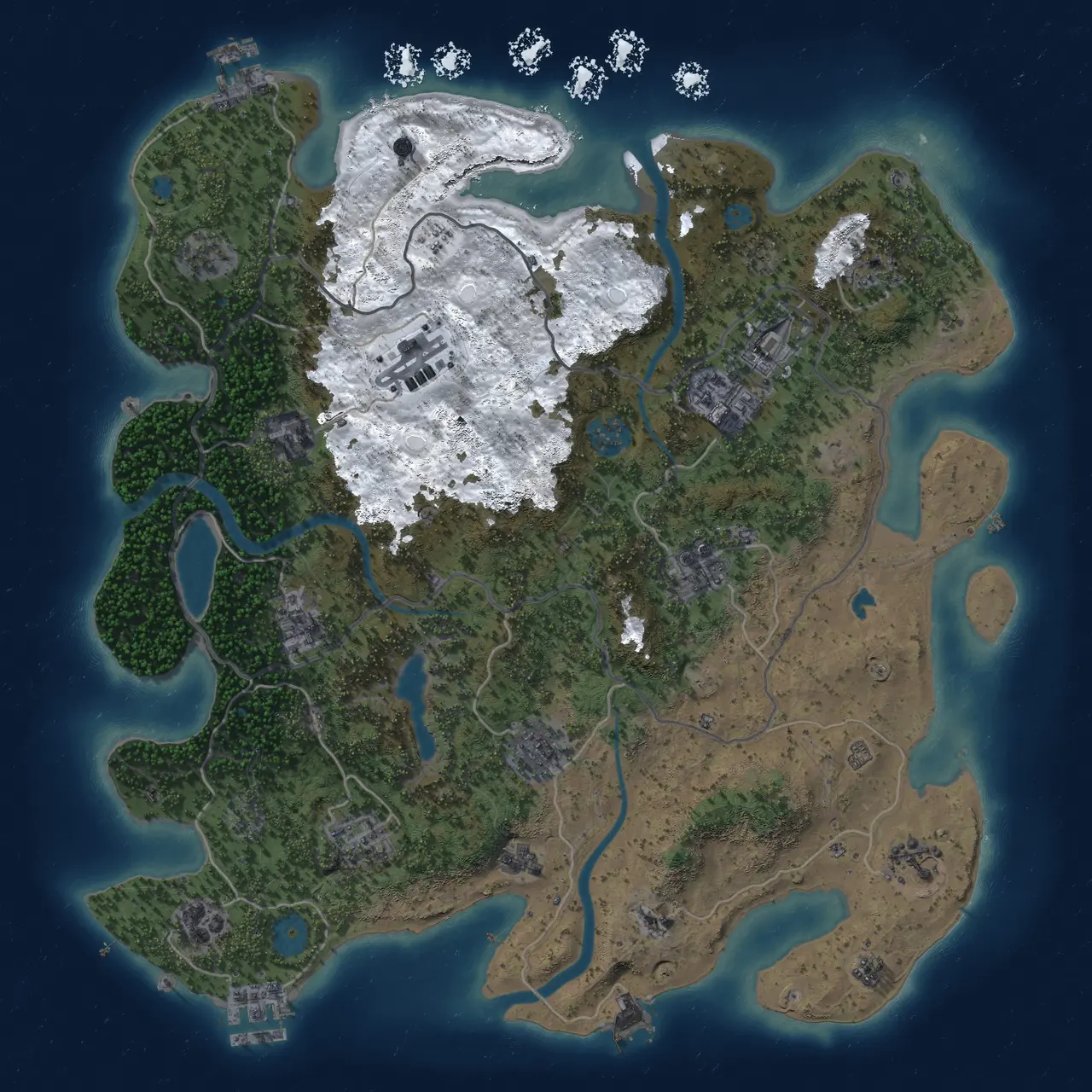 Rust Map: Procedural Map, Size: 4000, Seed: 17391, 19 Monuments